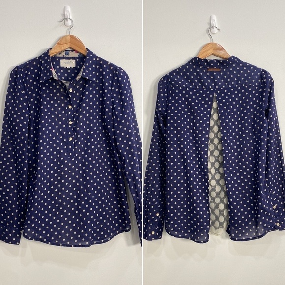 Birds of Paradise by Trovata Polka Dot Cotton Top Women's Medium Blue - Picture 1 of 13
